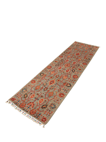 Gooch Oriental Sultani Pure Wool Runner Rug, L243 x W74 cm - view 2, Grey