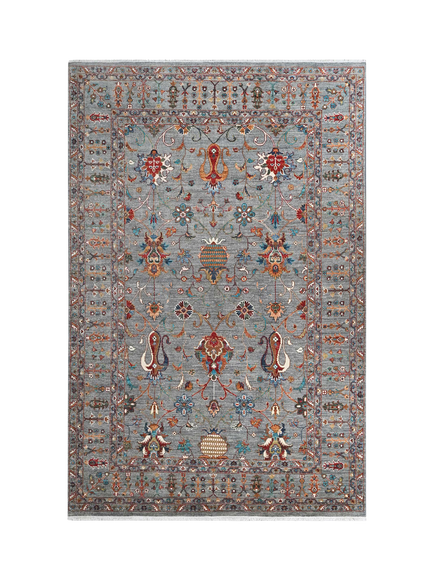 Gooch Oriental Sultani Pure Wool Rug, L245 x W169 cm, Grey, Red
