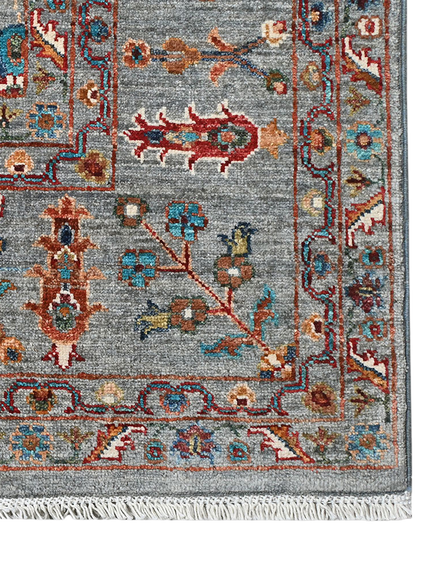 Gooch Oriental Sultani Pure Wool Rug, L245 x W169 cm, Grey - view 2, Red
