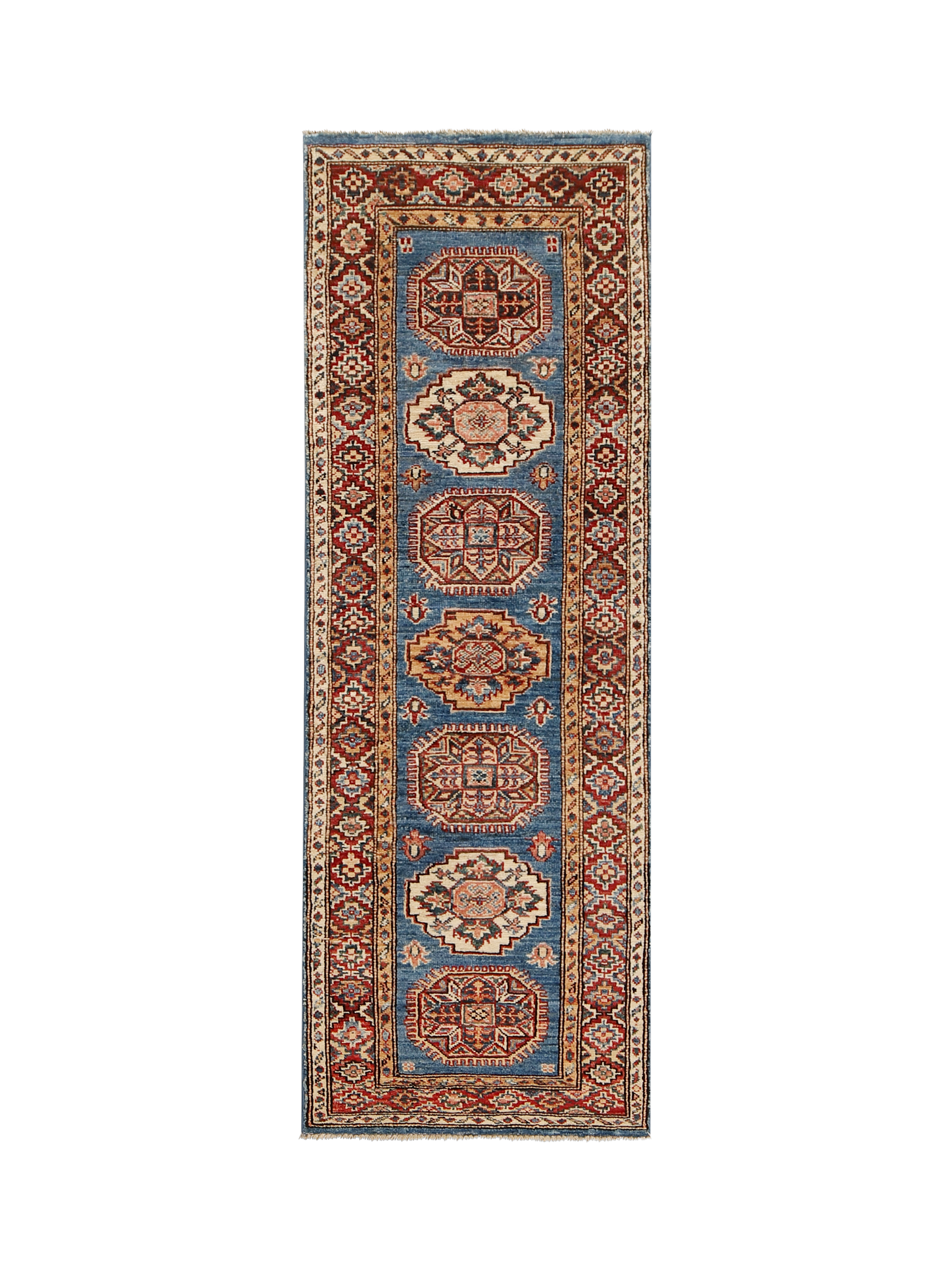 Gooch Oriental Supreme Kazak Pure Wool Runner Rug, L180 x W60 cm, Ivory