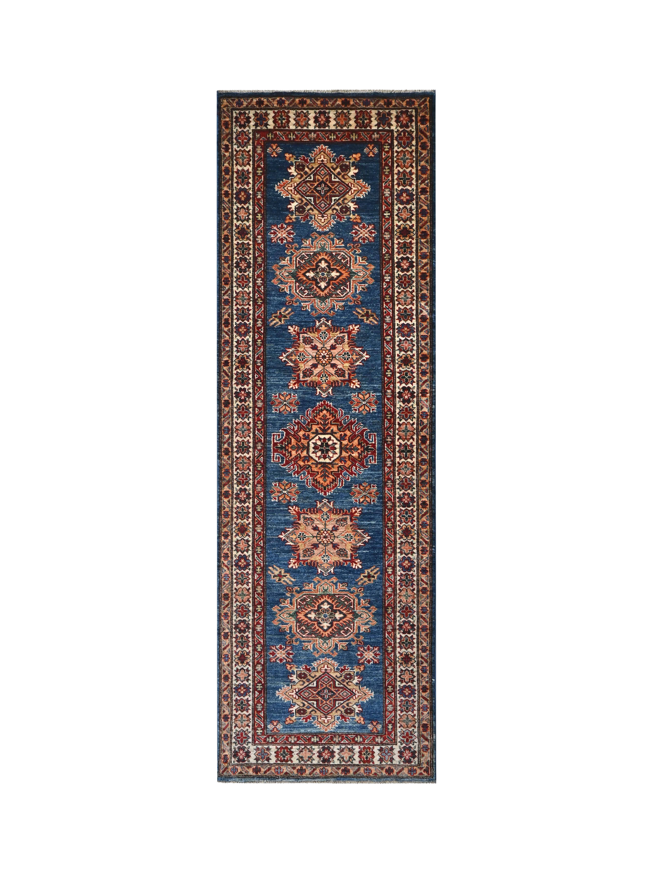 Gooch Oriental Supreme Kazak Runner Rug, L248 x W80 cm, Blue