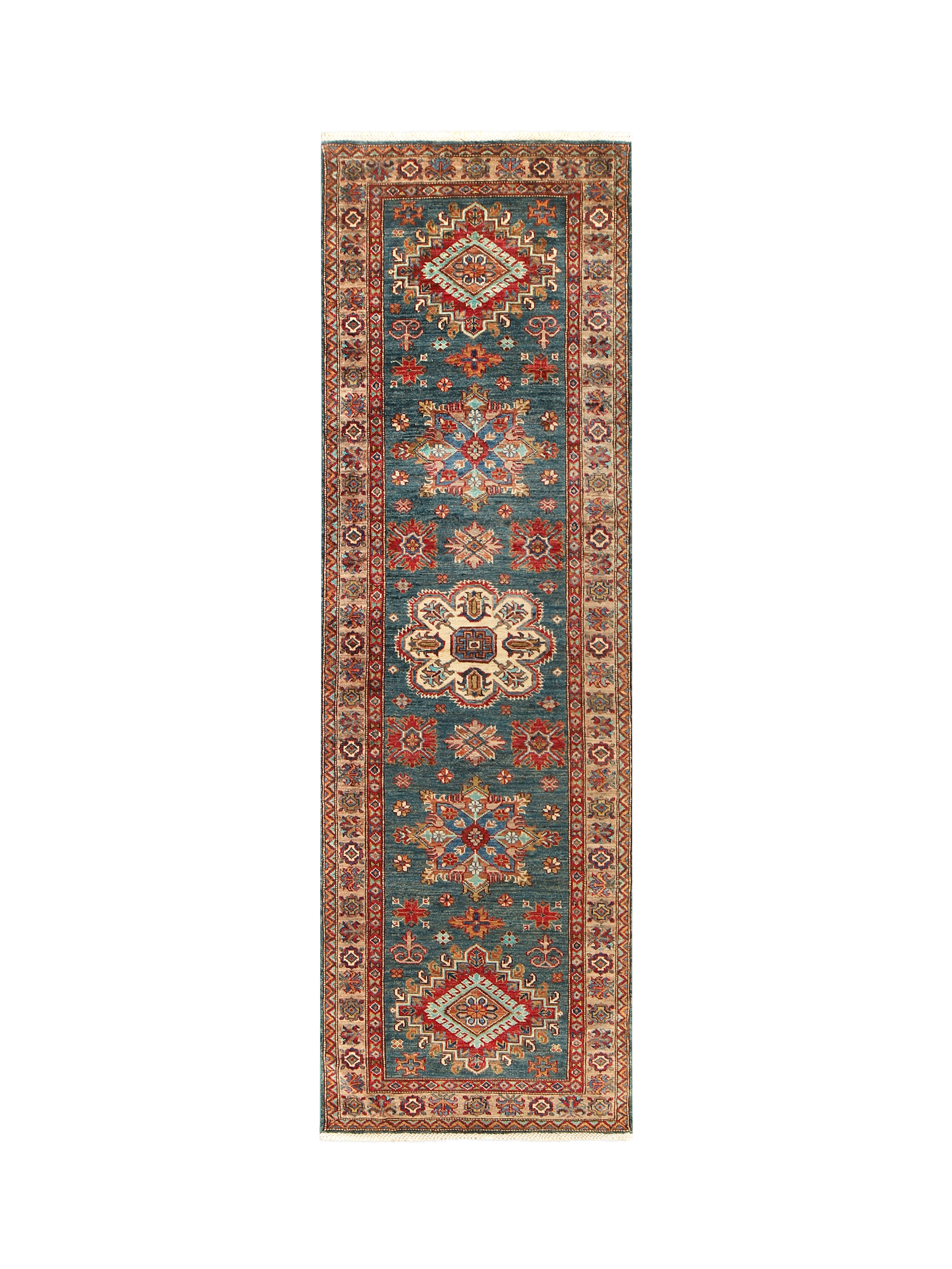 Gooch Oriental Supreme Kazak Runner Rug, L246 x W80 cm, Green
