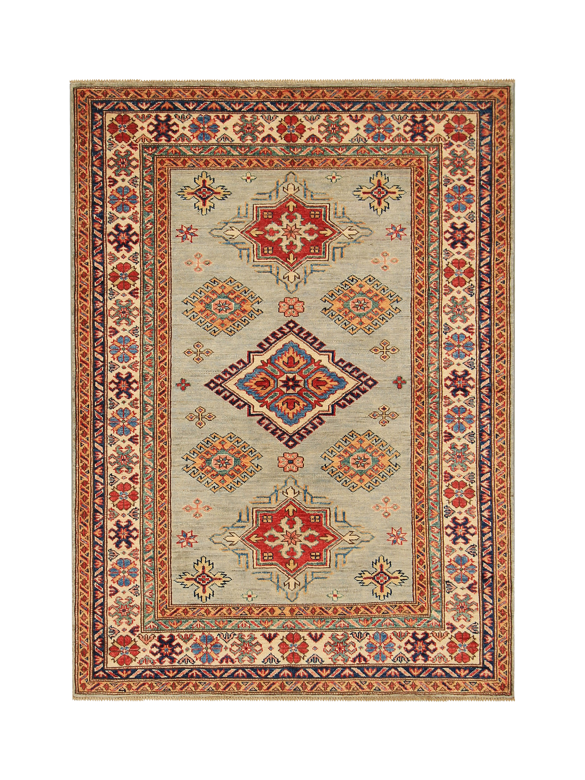 Gooch Oriental Supreme Kazak Pure Wool Rug, L180 x W130 cm, Grey