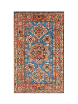 Gooch Oriental Supreme Kazak Pure Wool Rug, L296 x W82 cm, Brown, Blue