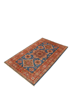 Gooch Oriental Supreme Kazak Pure Wool Rug, L296 x W82 cm, Brown - view 2, Blue