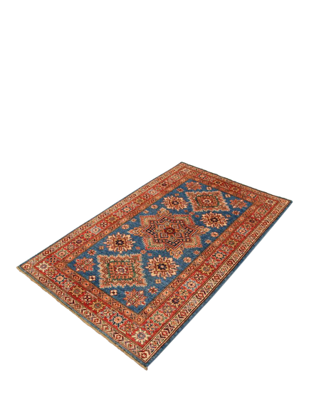 Gooch Oriental Supreme Kazak Pure Wool Rug, L296 x W82 cm, Brown - view 2, Blue