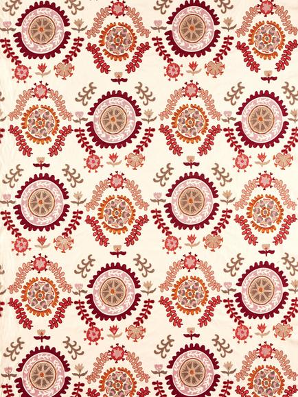 Sanderson Annabel's Suzani Embroidered Furnishing Fabric, Mulberry
