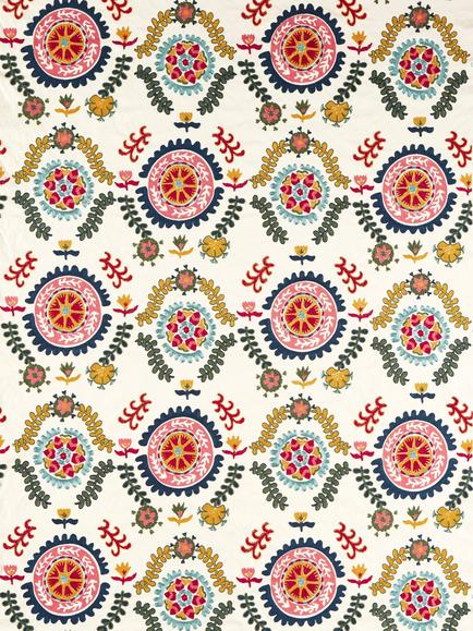 Sanderson Annabel's Suzani Embroidered Furnishing Fabric, Sapphire/Ruby