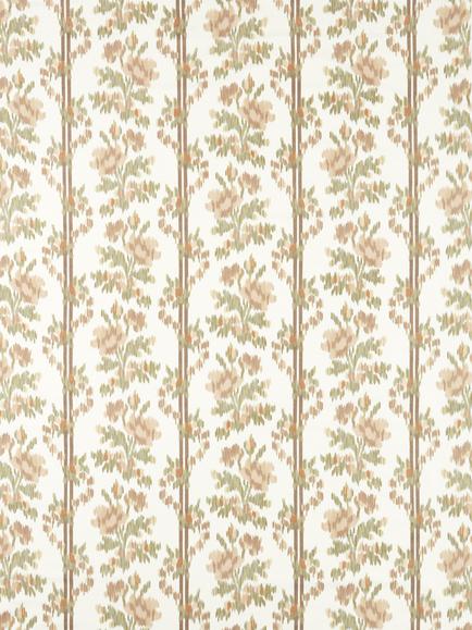 Sanderson Apothecary Rose Floral Stripe Fabric, Parchment/Olivine