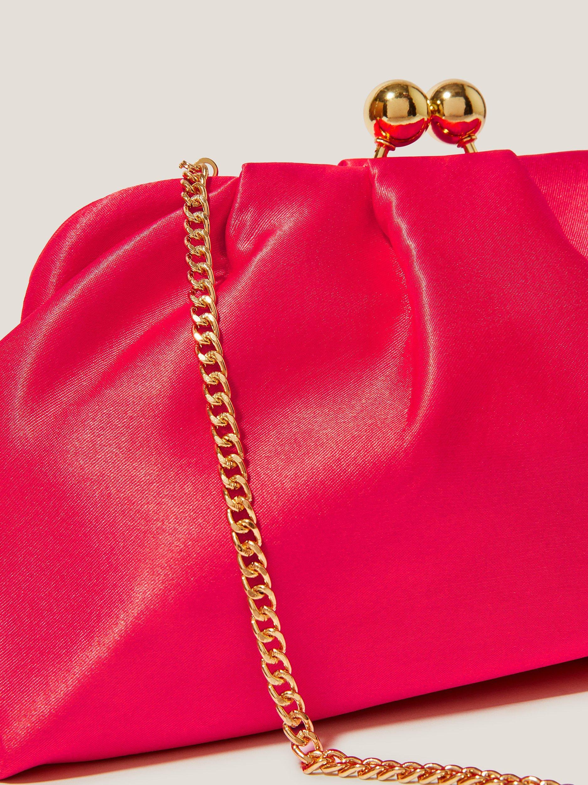Product image 4 of 4, which shows Monsoon Rhian Slouch Clutch Bag, Red