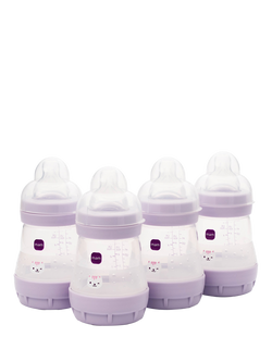 MAM Easy Start Anti-Colic Self-Sterilising Baby Bottles, 160ml, Pack of 4, Lilac