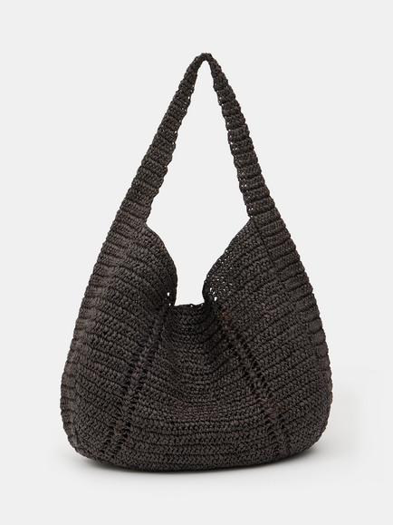 HUSH Raffia Tote Bag, Chocolate Brown