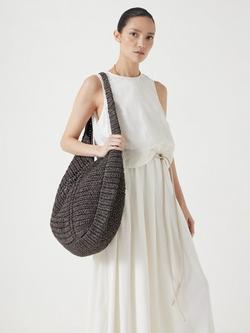 HUSH Raffia Tote Bag - view 2, Chocolate Brown