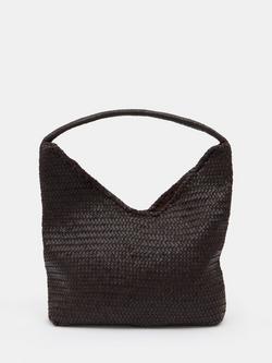 HUSH Leather Woven Tote Bag, Burgundy, Burgundy