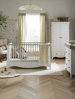CuddleCo Clara Cotbed, Double Wardrobe and 3-Drawer Changing Table Dresser - view 2, White/Ash