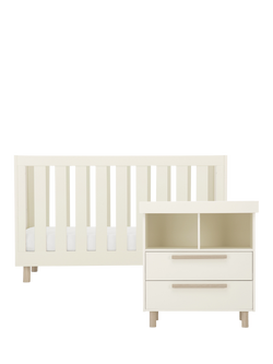 CuddleCo Harper Cotbed and Changing Table Dresser, Cream & Ash, Cream / Ash