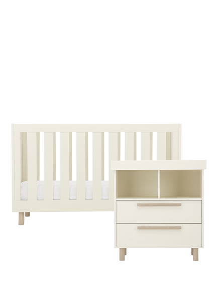 CuddleCo Harper Cotbed and Changing Table Dresser, Cream & Ash, Cream / Ash