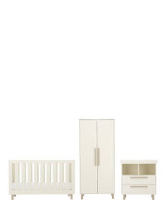 CuddleCo Harper Cotbed, Double Wardrobe and Changing Table Dresser, Cream & Ash