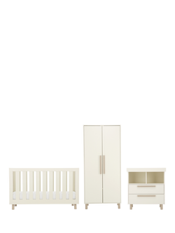 CuddleCo Harper Cotbed, Double Wardrobe and Changing Table Dresser, Cream & Ash, Cream / Ash