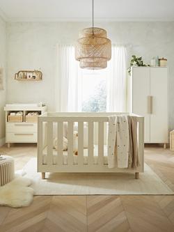 CuddleCo Harper Cotbed, Double Wardrobe and Changing Table Dresser, Cream & Ash - view 2, Cream / Ash
