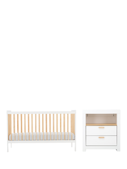 CuddleCo Nola Signature Cotbed and Changing Table Dresser, White/Natural, White/Natural