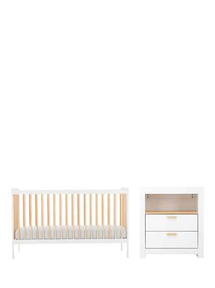 CuddleCo Nola Signature Cotbed and Changing Table Dresser, White/Natural, White/Natural