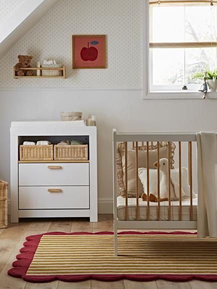 CuddleCo Nola Signature Cotbed and Changing Table Dresser, White/Natural - view 2, White/Natural