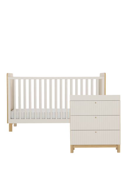 CuddleCo Remi Cotbed and Changing Table Dresser, Oak/Cashmere