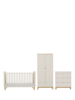 CuddleCo Remi Cotbed, Changing Table Dresser and Double Wardrobe, Oak/Cashmere