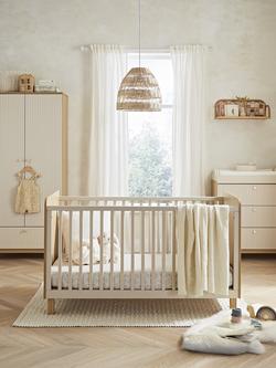 CuddleCo Remi Cotbed, Changing Table Dresser and Double Wardrobe - view 2, Oak/Cashmere