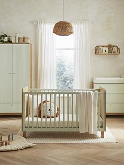 CuddleCo Remi Cotbed, Changing Table Dresser and Double Wardrobe - view 2, Oak/Green
