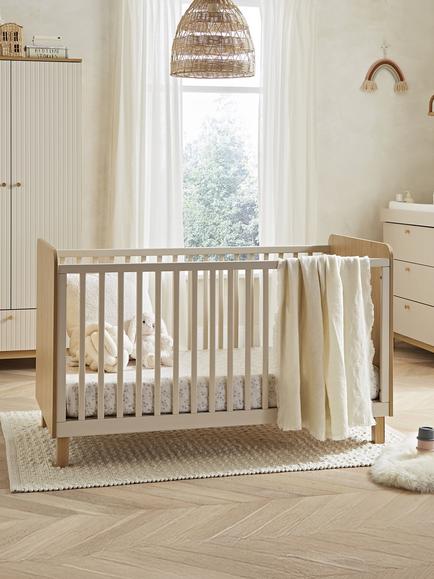 CuddleCo Remi Cotbed - view 2, Oak/Cashmere
