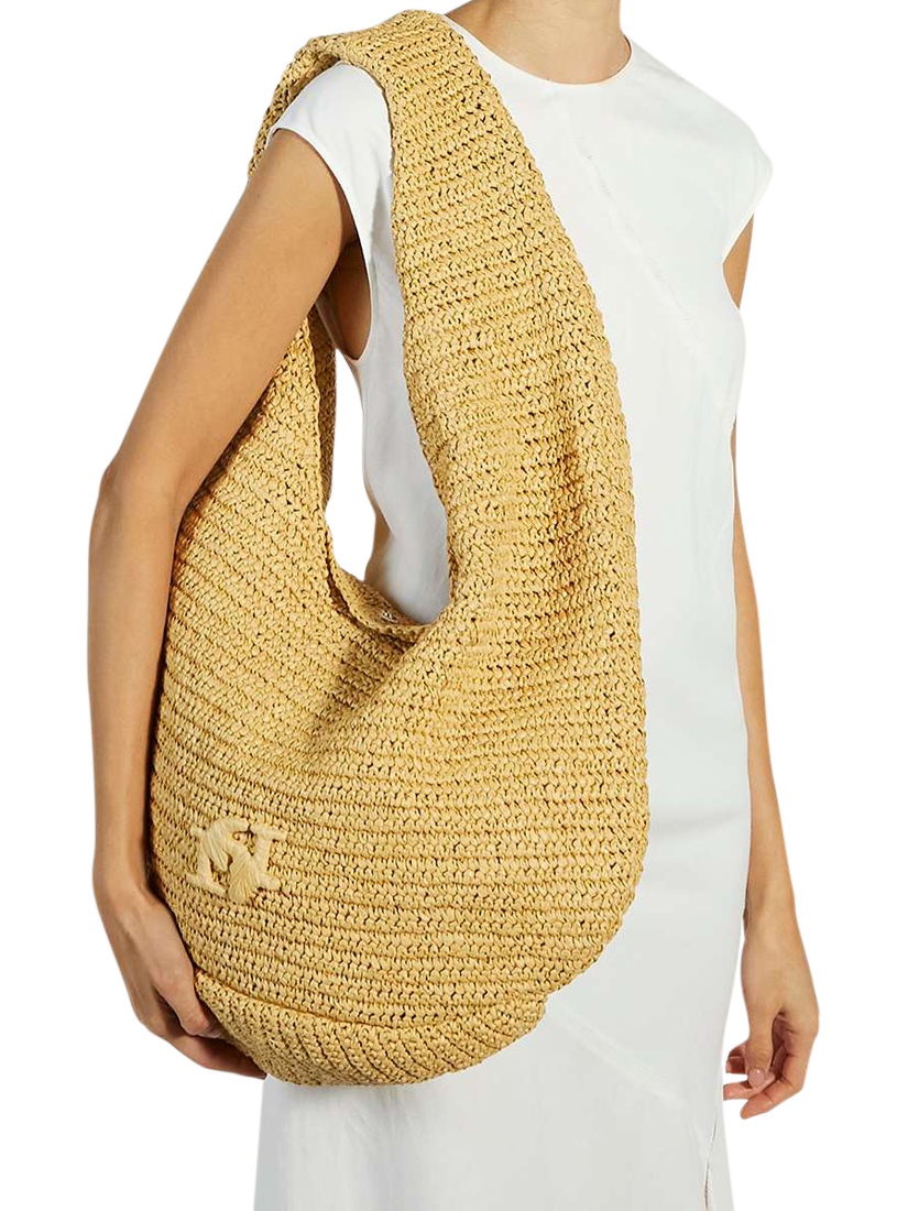 Product image 2 of 5, which shows Dune London Woven Raffia Shoulder Bag, Natural