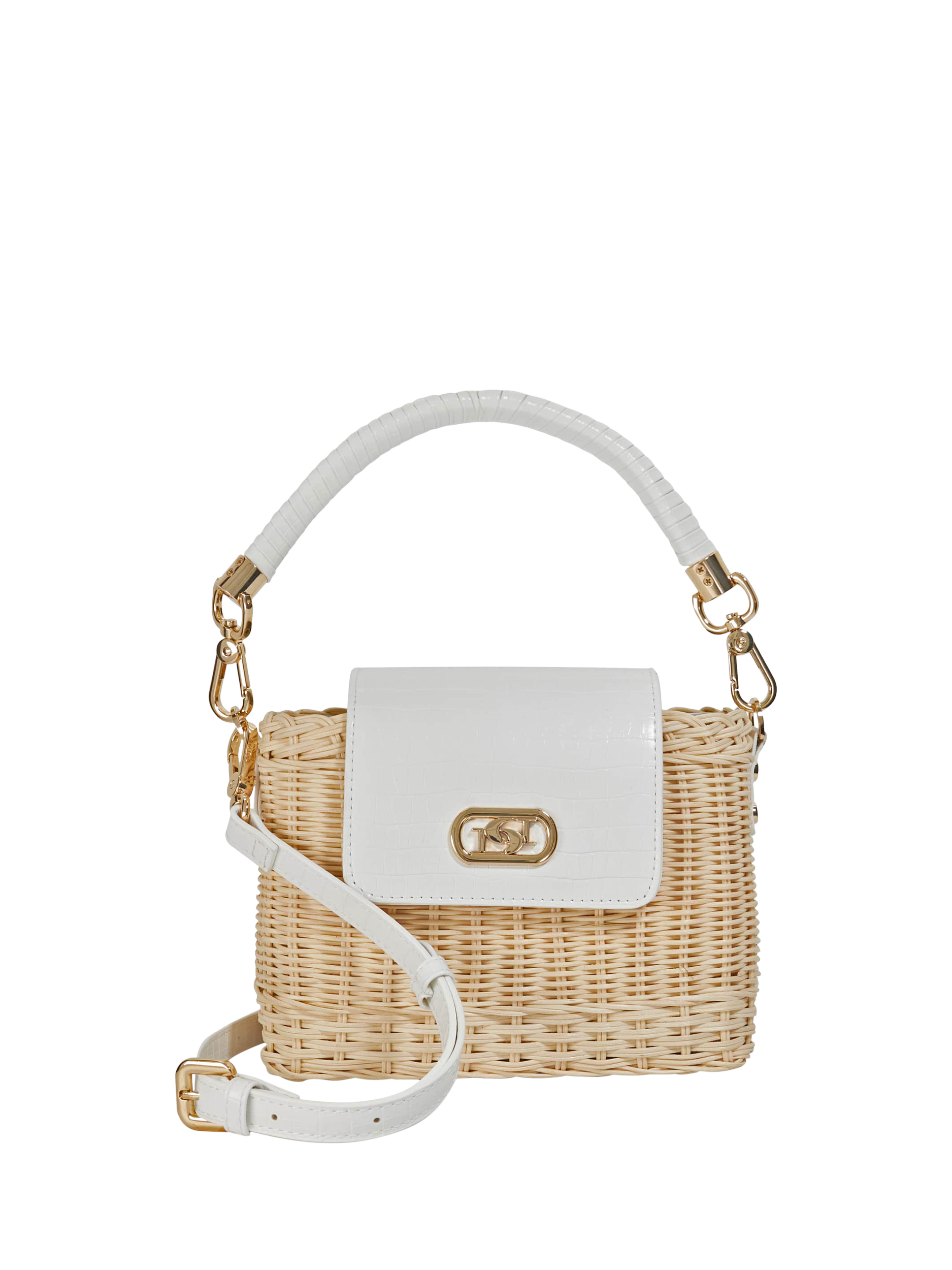 Dune Decorative Rattan Grab Bag, White