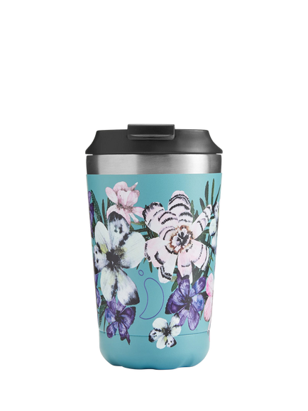 Chilly's Series 2 Double Wall Insulated Travel Coffee Cup, 340ml, Feathered Florals, Feathered Florals