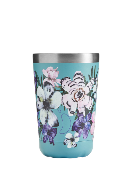 Chilly's Series 2 Double Wall Insulated Travel Coffee Cup, 340ml, Feathered Florals - view 2, Feathered Florals