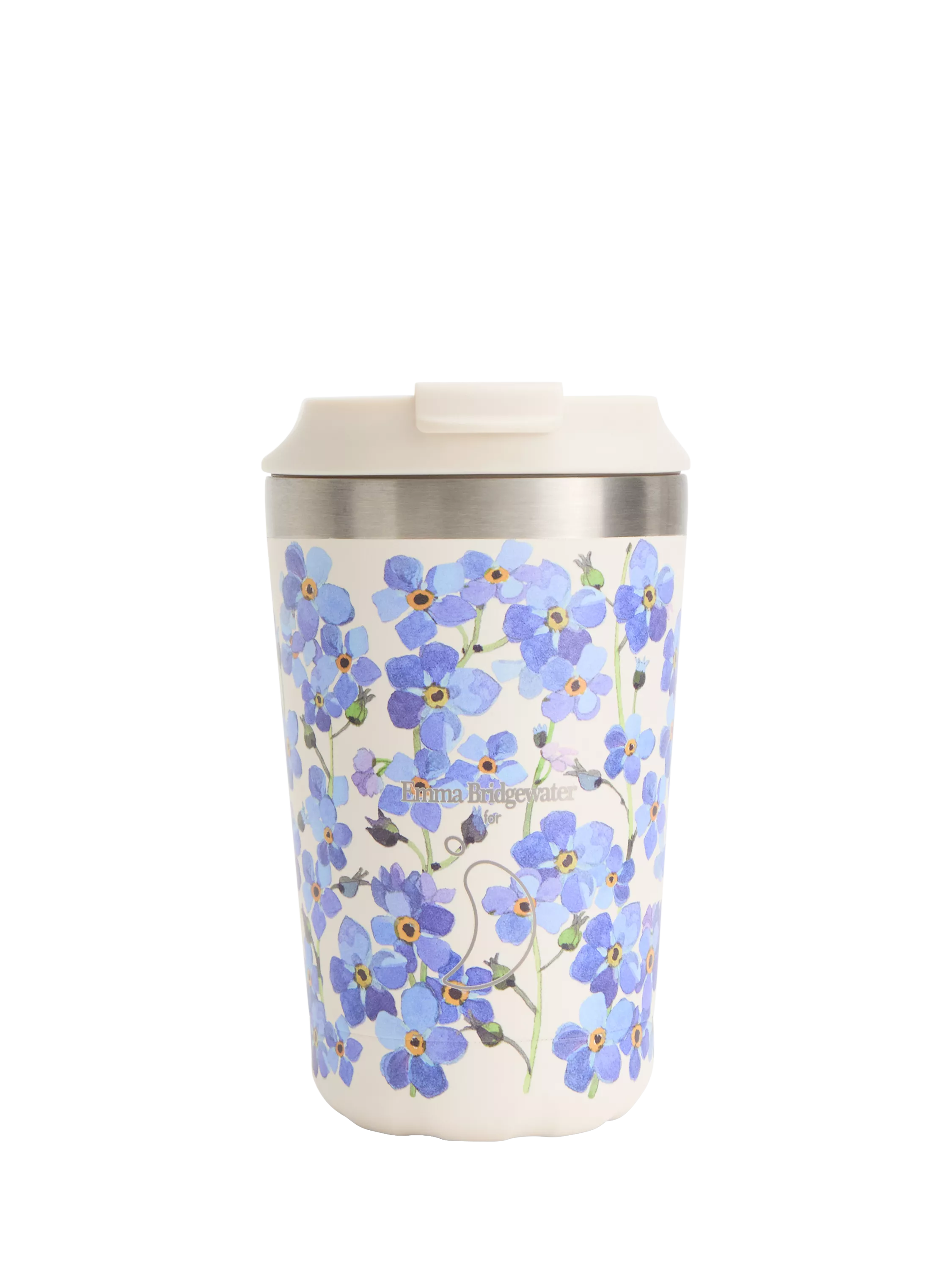 Chilly's x Emma Bridgewater Original Double Wall Insulated Travel Mug, 340ml, Forget-Me-Not