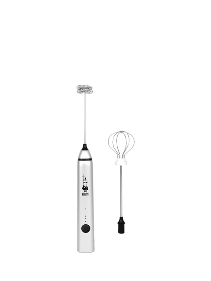Bialetti Cordless Handheld Milk Whipper & Frother Set, White