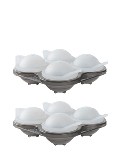 Final Touch 4 Ball Ice Mould Tray, Pack of 2, Grey