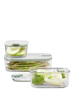 Mepal EasyClip Oven Safe Glass Storage Container Set, 3 Piece, Nordic Sage - view 2, Clear