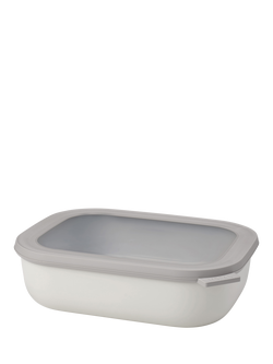 Mepal Cirqula Large Rectangular Food Storage Bowl, 2L, Nordic White