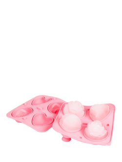 Final Touch Bar Bespoke Heart & Rose Silicone Ice Cube Tray, 4 Cube, Pink, Pink