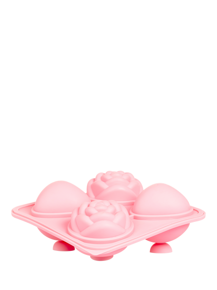 Bar Bespoke Heart & Rose Silicone Ice Cube Tray, 4 Cube, Pink - view 2, Pink