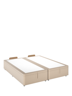 John Lewis Non-Sprung Classic Maxi Upholstered Ottoman Storage Divan Base, Double, Brushed Tweed Beige