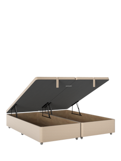 John Lewis Non-Sprung Classic Maxi Upholstered Ottoman Storage Divan Base, Double - view 2, Brushed Tweed Beige
