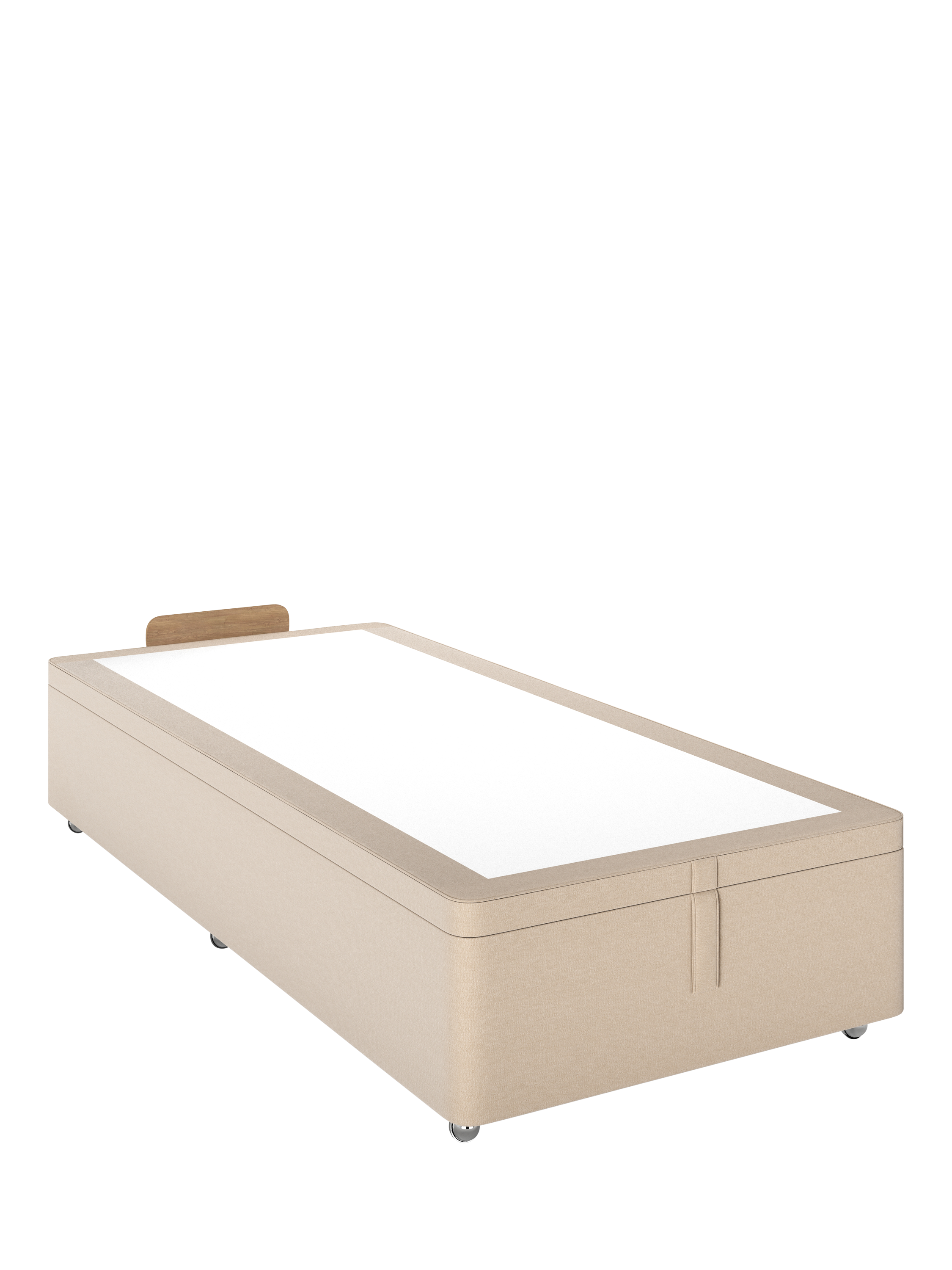 John Lewis Non-Sprung Classic Maxi Upholstered Ottoman Storage Divan Base, Single, Brushed Tweed Beige