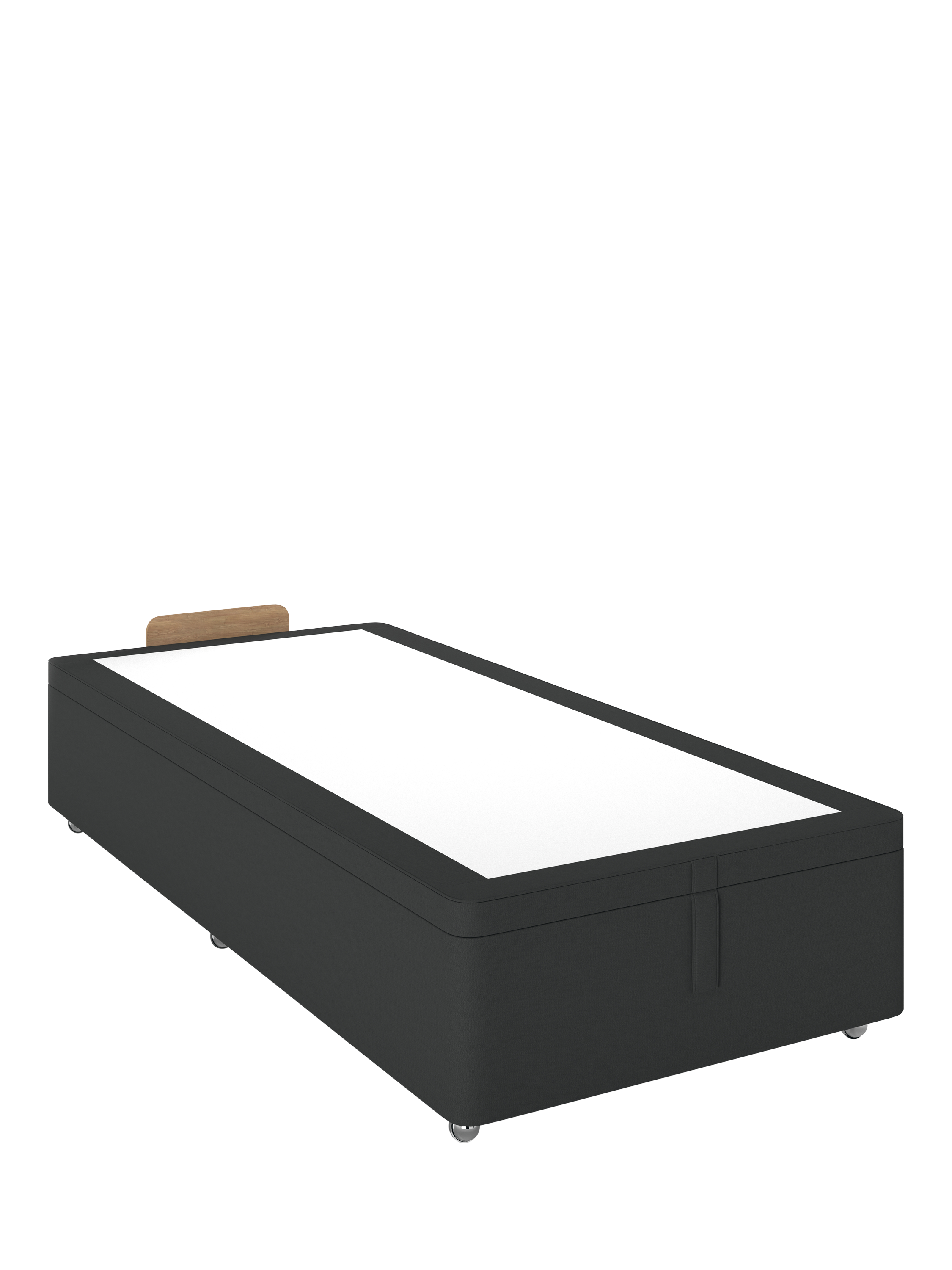 John Lewis Non-Sprung Classic Maxi Upholstered Ottoman Storage Divan Base, Single, Brushed Tweed Charcoal