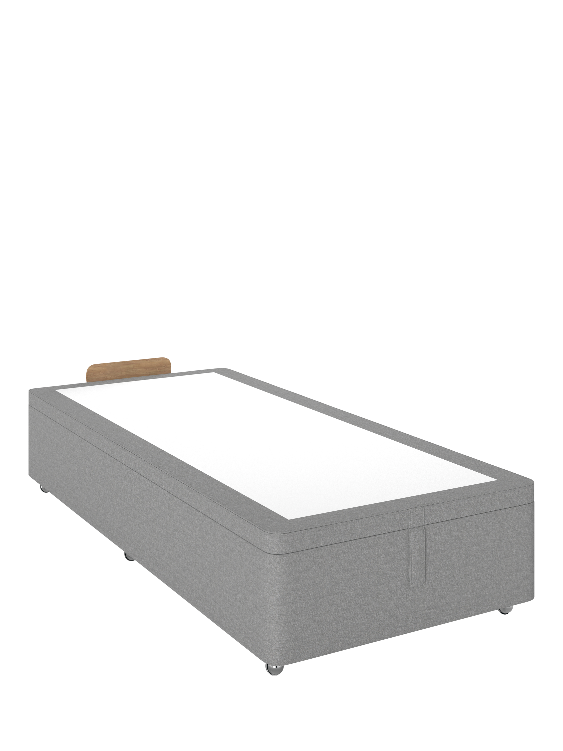 John Lewis Non-Sprung Classic Maxi Upholstered Ottoman Storage Divan Base, Single, Brushed Tweed Grey