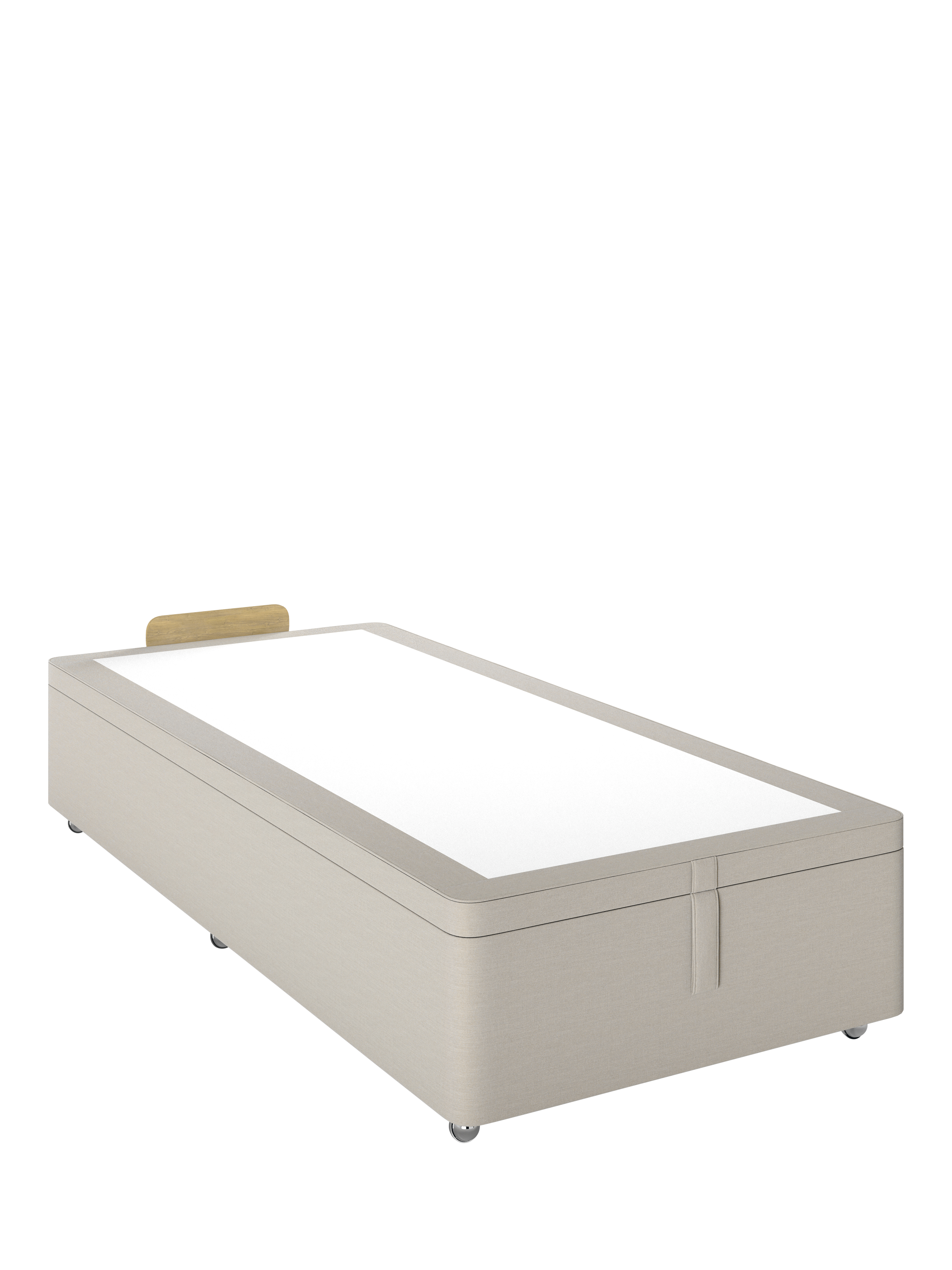 John Lewis Non-Sprung Classic Maxi Upholstered Ottoman Storage Divan Base, Single, Cotton Effect Beige