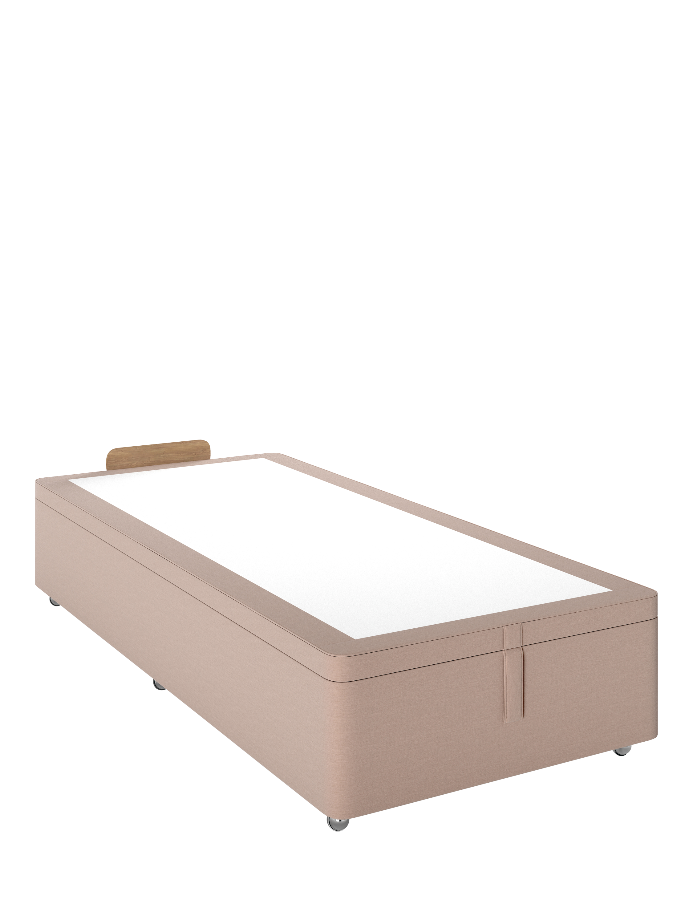 John Lewis Non-Sprung Classic Maxi Upholstered Ottoman Storage Divan Base, Single, Cotton Effect Pink